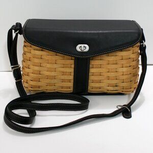 Retired Longaberger Signature Series Basket Purse – Black Leather & Maple